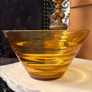 10” Amber Glass Decorative Bowl